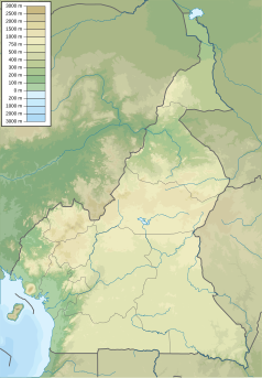 Mapa konturowa Kamerunu, po prawej znajduje się punkt z opisem „Park Narodowy Bouba N’Djida”