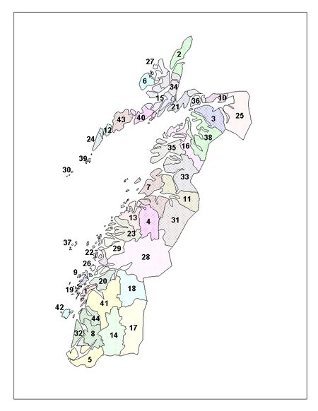 Locatie van de gemeenten in Nordland