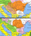 Image 88Top: territories controlled by the Dacian king, c. 50 BC; bottom: territories controlled by the Dacian king, circa year zero (from History of Romania)