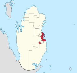 カタール内のドーハの位置の位置図