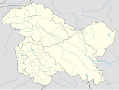 Map showing the location of the temple relative to the Kashmir region and Pakistan