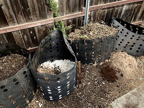 Material undergoing the recycling procees through composting