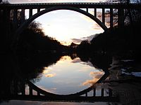 Halenbridge in Bern, after sunset, perfect arc mirroring Author: Ginkgo2g