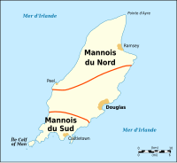 Carte des dialectes du mannois.