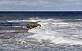 2013-06-24 Waves break on the rocks at Staithes.