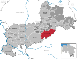 Läget för staden Duderstadt i Landkreis Göttingen