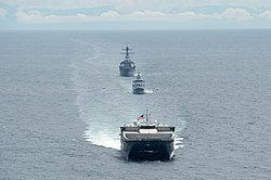 KDB Darussalam (06), KDB Afiat (20), USS McCampbell, and USNS Millinocket during CARAT 2016.