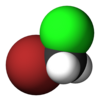 Spacefill model of bromochloromethane