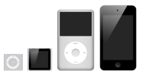 iPod shuffle, iPod nano, iPod classic a iPod touch