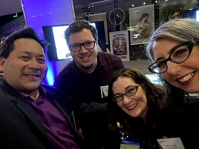 Andrew Lih, Dominic Byrd-McDevitt (former Wikimedian in Residence), Sara Snyder (Smithsonian American Art Museum), Effie Kapsalis (Smithsonian Institution)