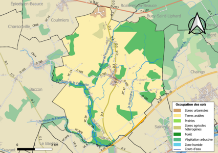 Carte des infrastructures et de l'occupation des sols de la commune en 2018 (CLC).