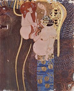 Beethoven Frieze in the Sezessionshaus in Vienna by Gustav Klimt (1902)