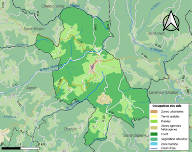 Carte en couleurs des infrastructures et de l'occupation des sols de la commune.