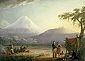 Humboldt kaj lia kolego sciencisto Aimé Bonpland ĉe la vulkano Ĉimborazo, de Friedrich Georg Weitsch (1810)