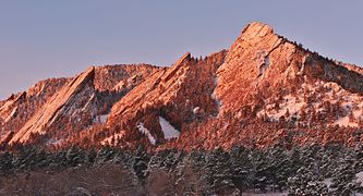 View of Flatirons from Chautauqua at Sunrise