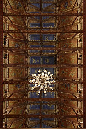 Timber framework of the ceiling in the City Council Hall (Rådsalen) of Stockholm City Hall