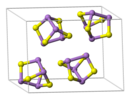 The unit cell of realgar, showing clearly the As4S4 molecules it contains