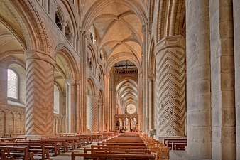 Interior of the Durham Cathedral, Durham, UK, unknown architect, 1093-1133[164]