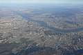 Airscape of Seoul. Han River has more than 1 km wide and acrosses the Center of Seoul and other cities.