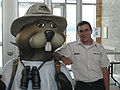 Mascot w/ Security, Canada Parks Discovery Centre