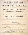 Cover of Systema Naturae, 1st edition (1735).