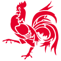 Coq hardi rouge figurant sur les armoiries et le drapeau officiels de la Wallonie. Il peut être utilisé isolément comme symbole de la Wallonie en application de l'article 2 du décret du 23 juillet 1998.