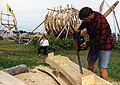 Old craft: 'viewing' when sawing a frame-section