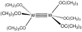 Hexa(tert-butoxy)ditungsten(III), featuring a W–W triple bond.