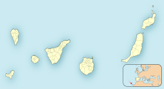 Mapa konturowa Wysp Kanaryjskich, na dole znajduje się punkt z opisem „Ingenio”