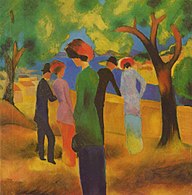 August Macke, Dame in grüner Jacke (1913)