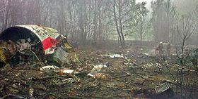 Débris du Tupolev Tu-154 après l'accident.