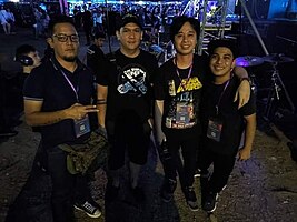 Rivermaya in 2019 (from left to right: Nathan Azarcon, Mark Escueta, Mike Elgar, and touring member Aiman Borres)