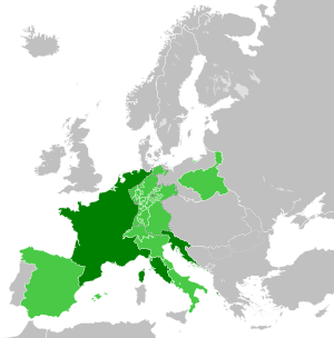 Primul Imperiu Francez în 1812      Imperiul Francez      State satelite