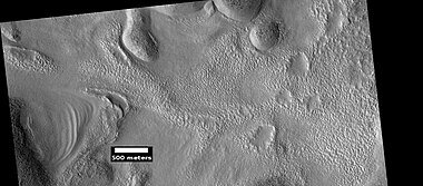 Flow ridges from a previous glacier, as seen by HiRISE under HiWish program