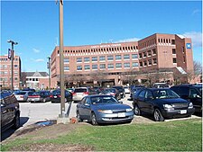 A photo of the front of Saints Medical Center viewed from Nesmith Street