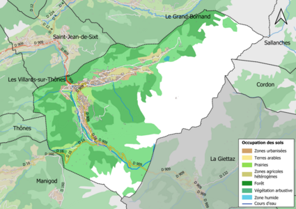 Carte en couleurs présentant l'occupation des sols.