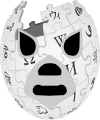 Masque blanc fusionné avec le logo de Wikipédia