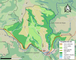 Carte en couleurs présentant l'occupation des sols.