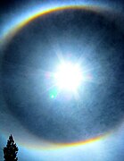 A circumscribed halo (outer ring, partially visible on the bottom left and top left/right) together with a 22° halo (inner ring)