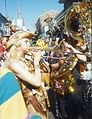 Woman playing trombone, New Orleans Mardi Gras, 1998