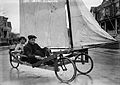 Image 13 Land sailing Photo credit: Bain News Service An early 20th-century sail wagon, used in the sport of land sailing, in Brooklyn, New York. Land sailing is the act of moving across land in a wheeled vehicle powered by wind through the use of a sail. Although land yachts have existed since Ancient Egypt, the modern sport was born in Belgium in 1898. More selected pictures