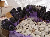 Lavender products for sale at a San Francisco farmers market