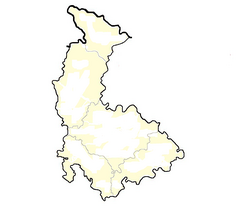 Mapa konturowa kraju ołomunieckiego, u góry znajduje się punkt z opisem „Salisov”