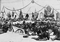 Tropas del Ejército Nacional durante un banquete en la Guerra de los Mil Días, 1899.