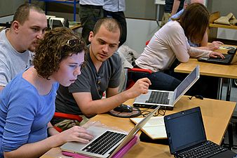 Participants in an edit-a-thon event at the British Library