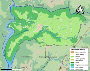 Carte en couleurs présentant l'occupation des sols.