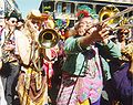 Trombonists parade in Jackson Square