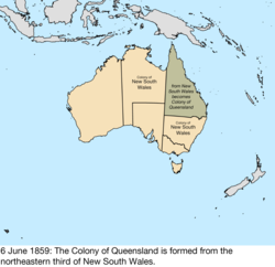 Map of British claims to Australia; for details, refer to adjacent text