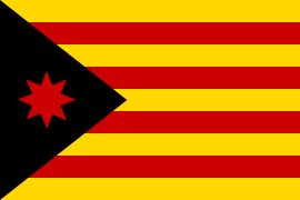 Anarchist estelada, with an eight-pointed star, each representing the 8 regions of the Catalan Countries