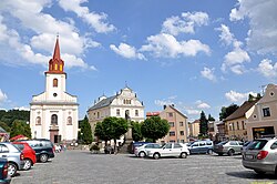 Town square with Church of Saint Nicholas